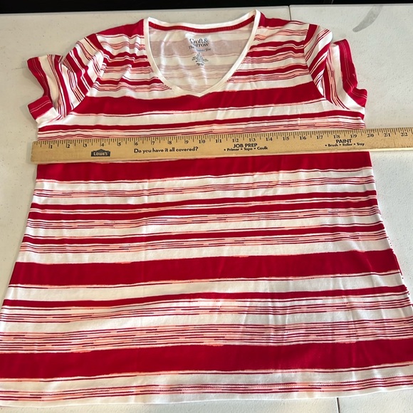 🪷 striped v neck tee. Large - Picture 2 of 5